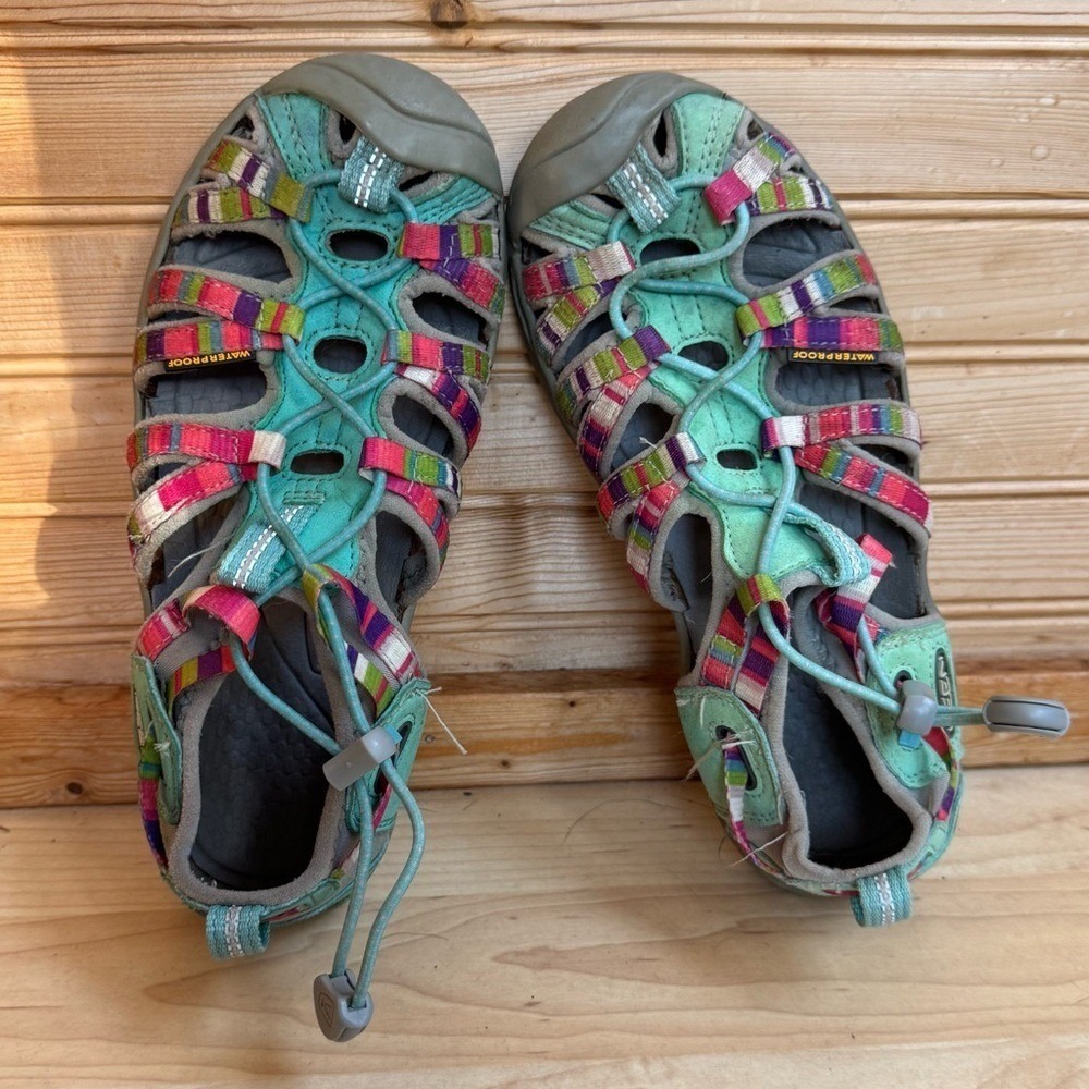 Keen Sandals Waterproof Teal Pink Big Kids 4 Adventure Hiking Water Play Camping
